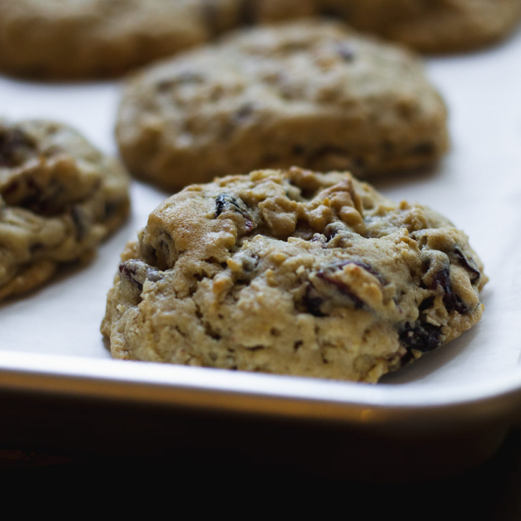 oatmeal craisin cookies on baking sheet