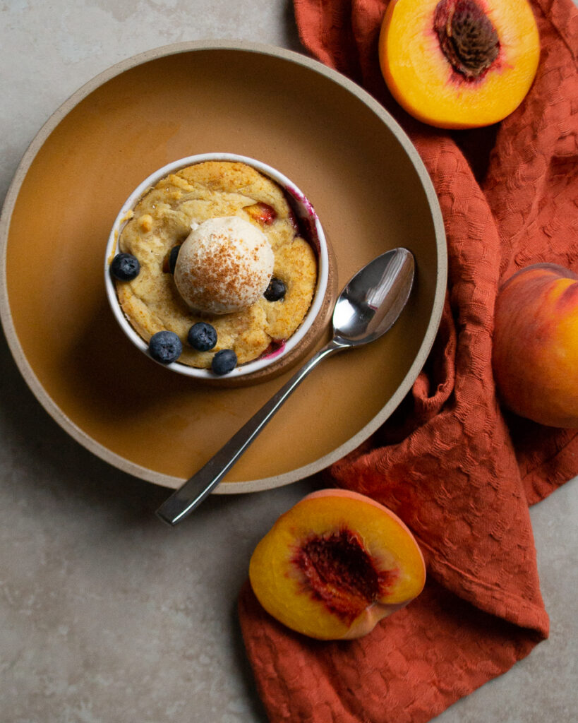 Blueberry Peach Cobbler for One