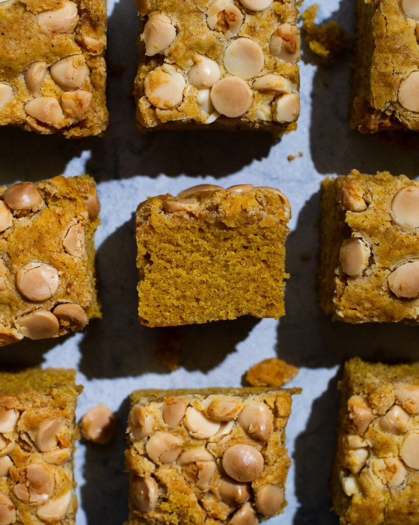 White Chocolate Chip Pumpkin Bars