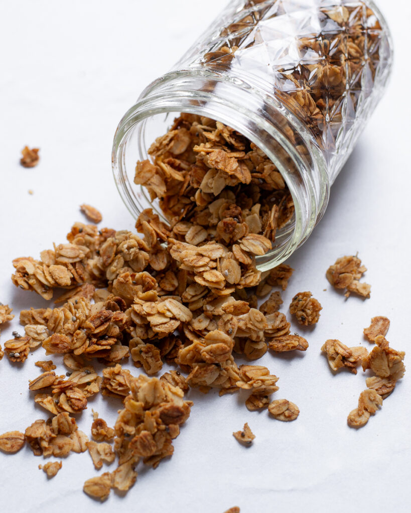 Crunchy granola with chia seeds.