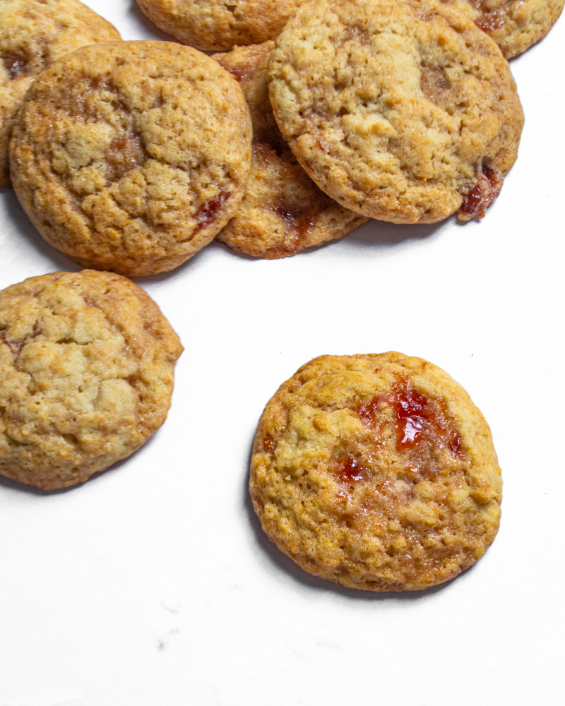 Plenty of golden and jammy strawberry brown sugar cookies to share with friends!