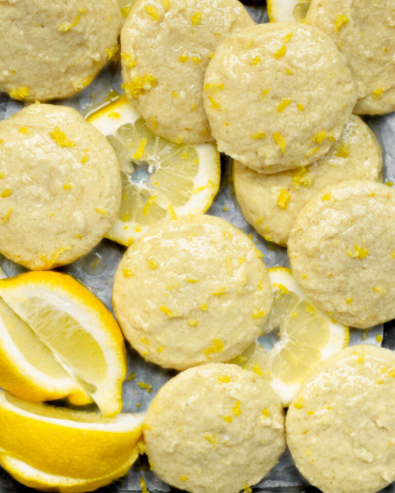 Lemon sugar cookies made with lemon zest and fresh lemon juice.