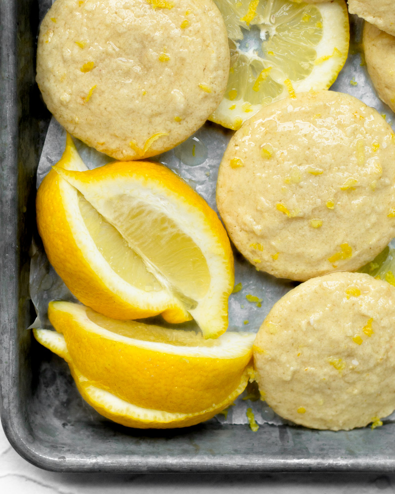 Lemon sugar cookies made with lemon zest and fresh lemon juice.