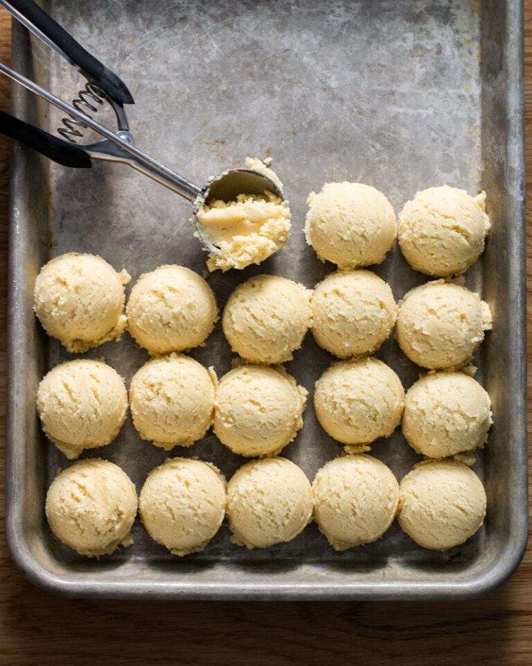 The last minute cookie recipe you've been looking for! Easy, drop style no chill cookie dough, scooped and ready to go in the oven.