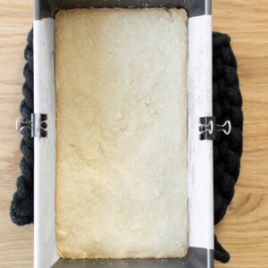 Shortbread dough after it has come out of the oven.