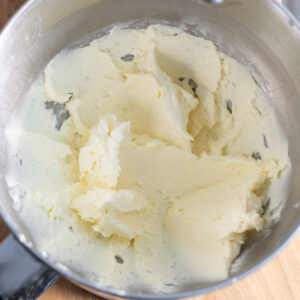 Vanilla thumbprint dough after adding the eggs, once everything is fully emulsified.